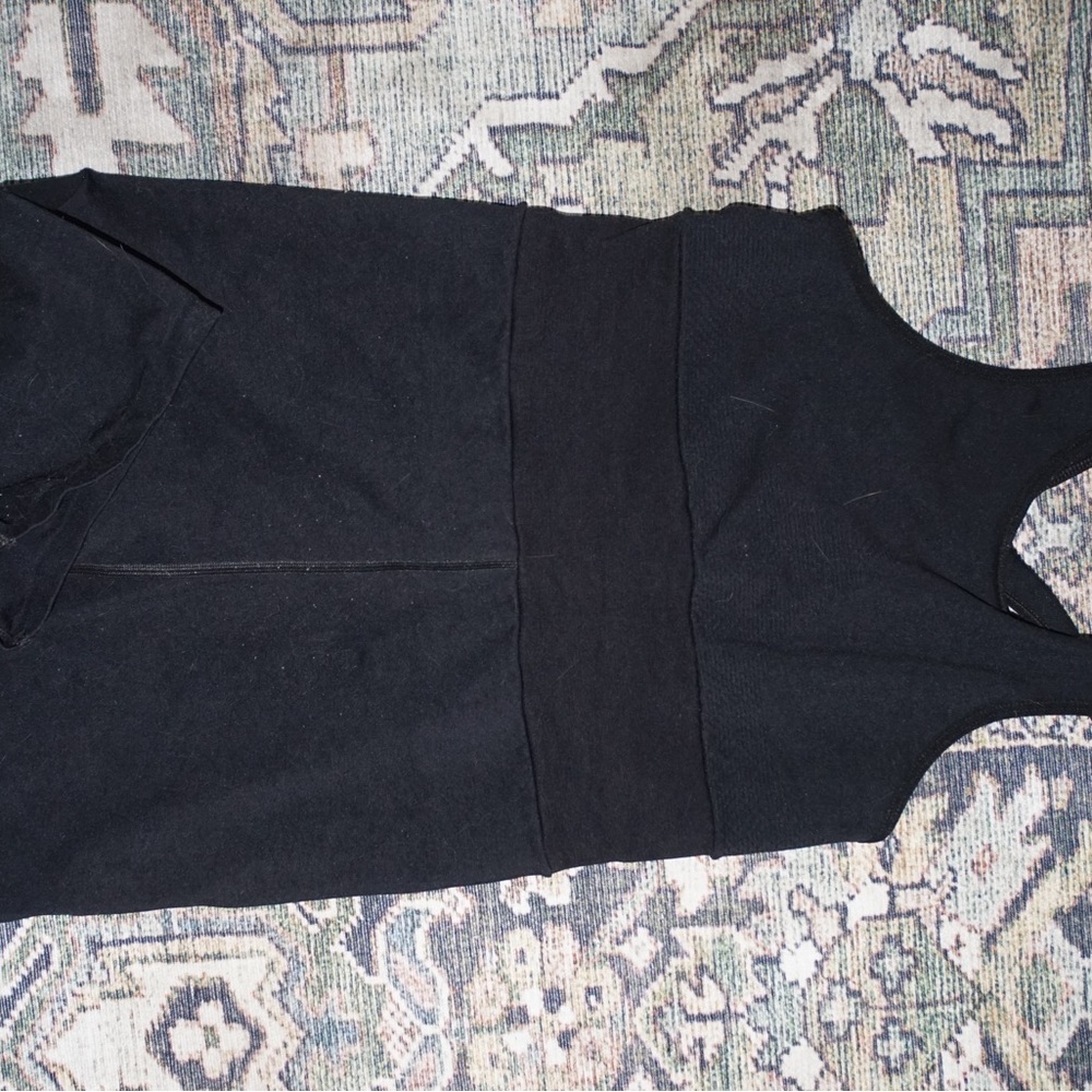 Black one piece short romper.